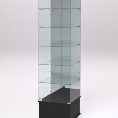 Витрина стеклянная ПРИМАВЕРА ПОДИУМ МОДЕРН №512 (с дверкой, задняя стенка - зеркало), Черный