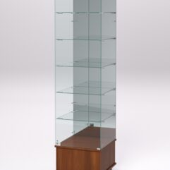 Витрина стеклянная ПРИМАВЕРА ПОДИУМ МОДЕРН №512 (с дверкой, задняя стенка - зеркало), Орех