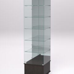 Витрина стеклянная ПРИМАВЕРА ПОДИУМ МОДЕРН №512 (с дверкой, задняя стенка - зеркало), Дуб Венге