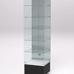 Витрина стеклянная ПРИМАВЕРА ПОДИУМ МОДЕРН №512 (с дверкой, задняя стенка - зеркало), Черный и Белый