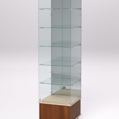 Витрина стеклянная ПРИМАВЕРА ПОДИУМ МОДЕРН №512 (с дверкой, задняя стенка - зеркало), Орех и Дуб Сонома