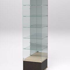 Витрина стеклянная ПРИМАВЕРА ПОДИУМ МОДЕРН №512 (с дверкой, задняя стенка - зеркало), Дуб Венге и Дуб Сонома