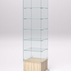 Витрина стеклянная ПРИМАВЕРА ПОДИУМ КЛАССИК №510-Ф (с дверкой, задняя стенка - стекло), Дуб Сонома