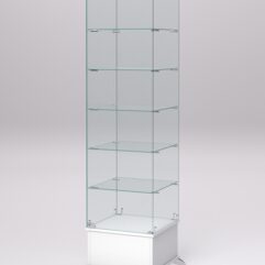 Витрина стеклянная ПРИМАВЕРА ПОДИУМ КЛАССИК №510-Ф (с дверкой, задняя стенка - стекло), Белый