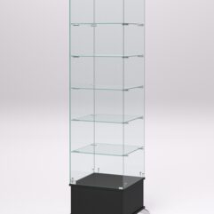 Витрина стеклянная ПРИМАВЕРА ПОДИУМ КЛАССИК №510-Ф (с дверкой, задняя стенка - стекло), Черный