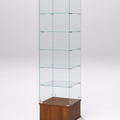 Витрина стеклянная ПРИМАВЕРА ПОДИУМ КЛАССИК №510-Ф (с дверкой, задняя стенка - стекло), Орех