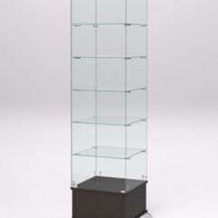 Витрина стеклянная ПРИМАВЕРА ПОДИУМ КЛАССИК №510-Ф (с дверкой, задняя стенка - стекло), Дуб Венге