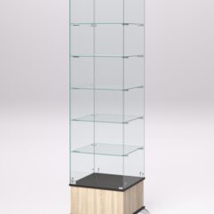 Витрина стеклянная ПРИМАВЕРА ПОДИУМ КЛАССИК №510-Ф (с дверкой, задняя стенка - стекло), Дуб Сонома и Дуб Венге