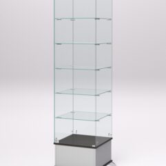 Витрина стеклянная ПРИМАВЕРА ПОДИУМ КЛАССИК №510-Ф (с дверкой, задняя стенка - стекло), Серый и Дуб Венге