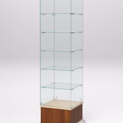 Витрина стеклянная ПРИМАВЕРА ПОДИУМ КЛАССИК №510-Ф (с дверкой, задняя стенка - стекло), Орех и Дуб Сонома