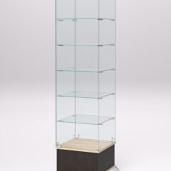 Витрина стеклянная ПРИМАВЕРА ПОДИУМ КЛАССИК №510-Ф (с дверкой, задняя стенка - стекло), Дуб Венге и Дуб Сонома