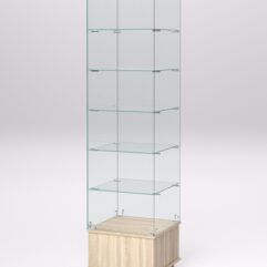 Витрина стеклянная ПРИМАВЕРА ПОДИУМ МОДЕРН №510-Ф (с дверкой, задняя стенка - стекло), Дуб Сонома