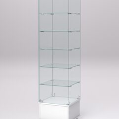 Витрина стеклянная ПРИМАВЕРА ПОДИУМ МОДЕРН №510-Ф (с дверкой, задняя стенка - стекло), Белый