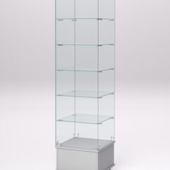 Витрина стеклянная ПРИМАВЕРА ПОДИУМ МОДЕРН №510-Ф (с дверкой, задняя стенка - стекло), Серый
