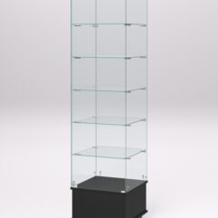 Витрина стеклянная ПРИМАВЕРА ПОДИУМ МОДЕРН №510-Ф (с дверкой, задняя стенка - стекло), Черный