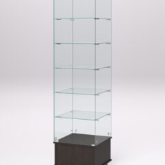 Витрина стеклянная ПРИМАВЕРА ПОДИУМ МОДЕРН №510-Ф (с дверкой, задняя стенка - стекло), Дуб Венге