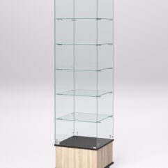 Витрина стеклянная ПРИМАВЕРА ПОДИУМ МОДЕРН №510-Ф (с дверкой, задняя стенка - стекло), Дуб Сонома и Дуб Венге