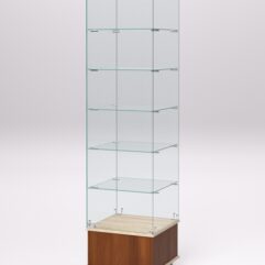 Витрина стеклянная ПРИМАВЕРА ПОДИУМ МОДЕРН №510-Ф (с дверкой, задняя стенка - стекло), Орех и Дуб Сонома