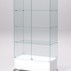 Витрина стеклянная ПРИМАВЕРА ПОДИУМ КЛАССИК №9 (с дверками, задняя стенка - стекло), Белый
