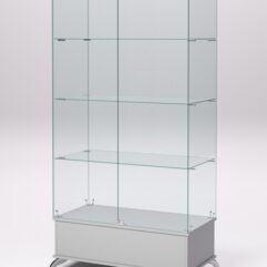 Витрина стеклянная ПРИМАВЕРА ПОДИУМ КЛАССИК №9 (с дверками, задняя стенка - стекло), Серый