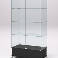Витрина стеклянная ПРИМАВЕРА ПОДИУМ КЛАССИК №9 (с дверками, задняя стенка - стекло), Черный