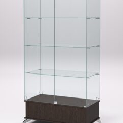 Витрина стеклянная ПРИМАВЕРА ПОДИУМ КЛАССИК №9 (с дверками, задняя стенка - стекло), Дуб Венге