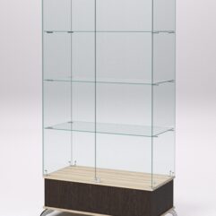 Витрина стеклянная ПРИМАВЕРА ПОДИУМ КЛАССИК №9 (с дверками, задняя стенка - стекло), Дуб Венге и Дуб Сонома