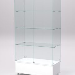 Витрина стеклянная ПРИМАВЕРА ПОДИУМ МОДЕРН №9 (с дверками, задняя стенка - стекло), Белый