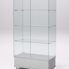 Витрина стеклянная ПРИМАВЕРА ПОДИУМ МОДЕРН №9 (с дверками, задняя стенка - стекло), Серый