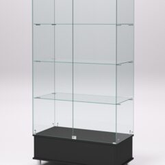 Витрина стеклянная ПРИМАВЕРА ПОДИУМ МОДЕРН №9 (с дверками, задняя стенка - стекло), Черный