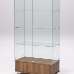 Витрина стеклянная ПРИМАВЕРА ПОДИУМ МОДЕРН №9 (с дверками, задняя стенка - стекло), Орех