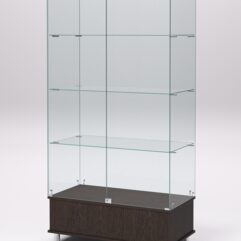Витрина стеклянная ПРИМАВЕРА ПОДИУМ МОДЕРН №9 (с дверками, задняя стенка - стекло), Дуб Венге