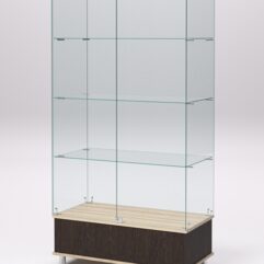 Витрина стеклянная ПРИМАВЕРА ПОДИУМ МОДЕРН №9 (с дверками, задняя стенка - стекло), Дуб Венге и Дуб Сонома
