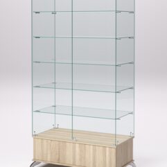Витрина стеклянная ПРИМАВЕРА ПОДИУМ КЛАССИК №509 (с дверками, задняя стенка - стекло), Дуб Сонома