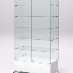 Витрина стеклянная ПРИМАВЕРА ПОДИУМ КЛАССИК №509 (с дверками, задняя стенка - стекло), Белый