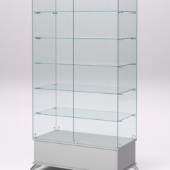 Витрина стеклянная ПРИМАВЕРА ПОДИУМ КЛАССИК №509 (с дверками, задняя стенка - стекло), Серый