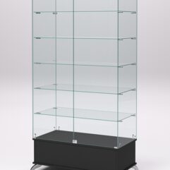 Витрина стеклянная ПРИМАВЕРА ПОДИУМ КЛАССИК №509 (с дверками, задняя стенка - стекло), Черный