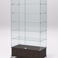 Витрина стеклянная ПРИМАВЕРА ПОДИУМ КЛАССИК №509 (с дверками, задняя стенка - стекло), Дуб Венге