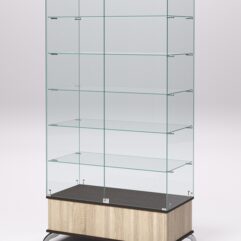 Витрина стеклянная ПРИМАВЕРА ПОДИУМ КЛАССИК №509 (с дверками, задняя стенка - стекло), Дуб Сонома и Дуб Венге