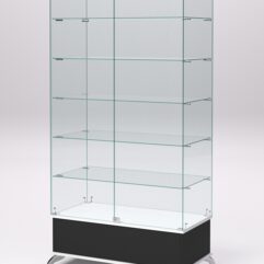 Витрина стеклянная ПРИМАВЕРА ПОДИУМ КЛАССИК №509 (с дверками, задняя стенка - стекло), Черный и Белый