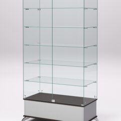 Витрина стеклянная ПРИМАВЕРА ПОДИУМ КЛАССИК №509 (с дверками, задняя стенка - стекло), Серый и Дуб Венге