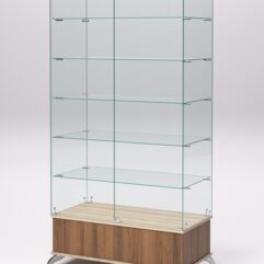 Витрина стеклянная ПРИМАВЕРА ПОДИУМ КЛАССИК №509 (с дверками, задняя стенка - стекло), Орех и Дуб Сонома