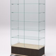 Витрина стеклянная ПРИМАВЕРА ПОДИУМ КЛАССИК №509 (с дверками, задняя стенка - стекло), Дуб Венге и Дуб Сонома