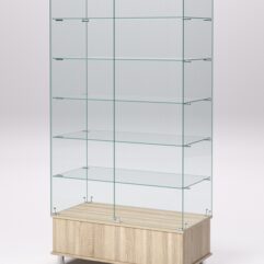 Витрина стеклянная ПРИМАВЕРА ПОДИУМ МОДЕРН №509 (с дверками, задняя стенка - стекло), Дуб Сонома