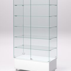 Витрина стеклянная ПРИМАВЕРА ПОДИУМ МОДЕРН №509 (с дверками, задняя стенка - стекло), Белый