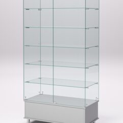 Витрина стеклянная ПРИМАВЕРА ПОДИУМ МОДЕРН №509 (с дверками, задняя стенка - стекло), Серый