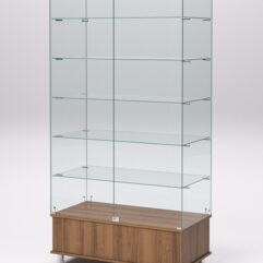 Витрина стеклянная ПРИМАВЕРА ПОДИУМ МОДЕРН №509 (с дверками, задняя стенка - стекло), Орех