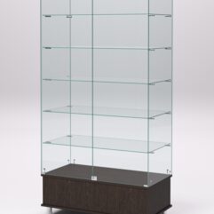 Витрина стеклянная ПРИМАВЕРА ПОДИУМ МОДЕРН №509 (с дверками, задняя стенка - стекло), Дуб Венге