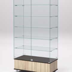 Витрина стеклянная ПРИМАВЕРА ПОДИУМ МОДЕРН №509 (с дверками, задняя стенка - стекло), Дуб Сонома и Дуб Венге