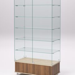 Витрина стеклянная ПРИМАВЕРА ПОДИУМ МОДЕРН №509 (с дверками, задняя стенка - стекло), Орех и Дуб Сонома